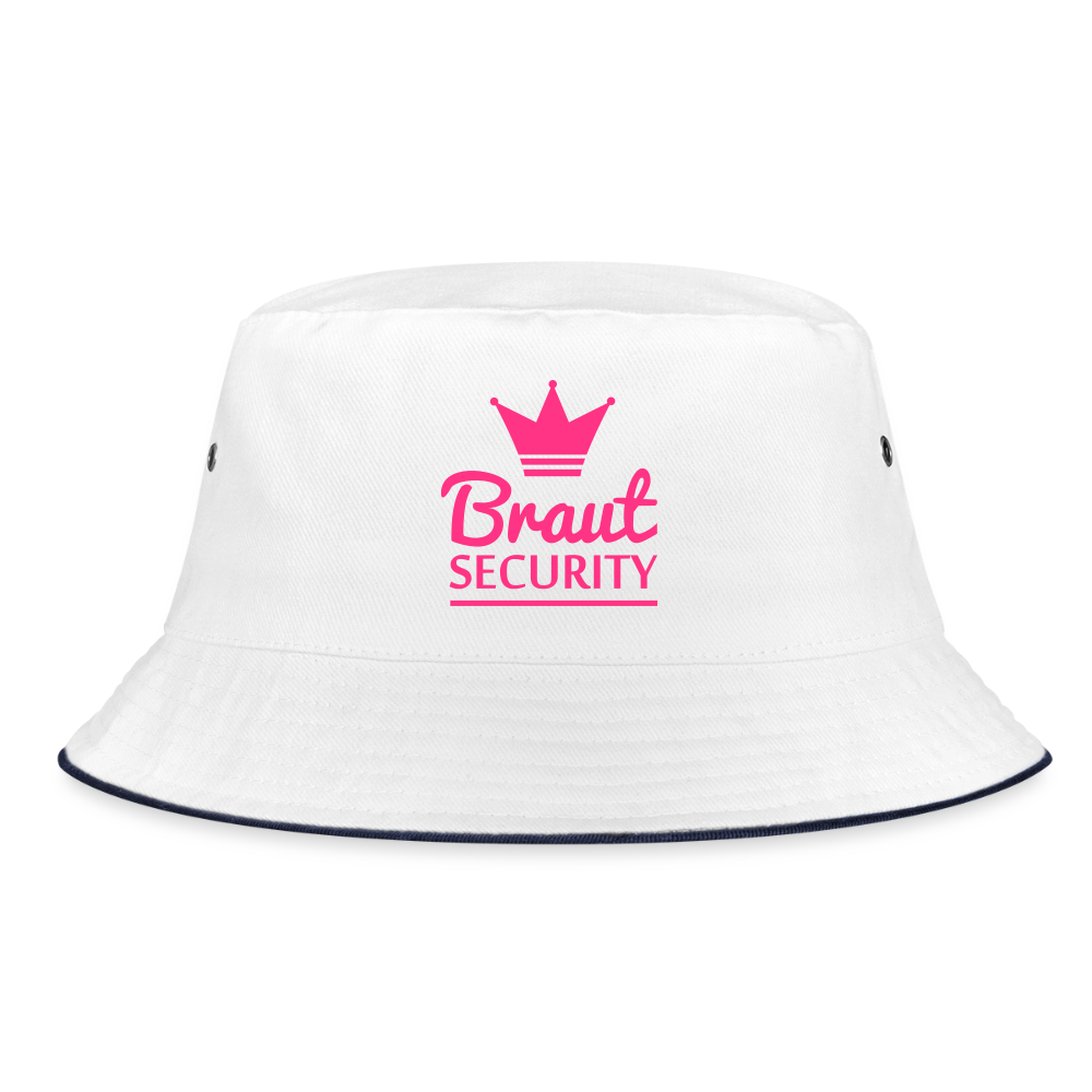 Bucket Hat "Braut Security" - Weiß/Navy
