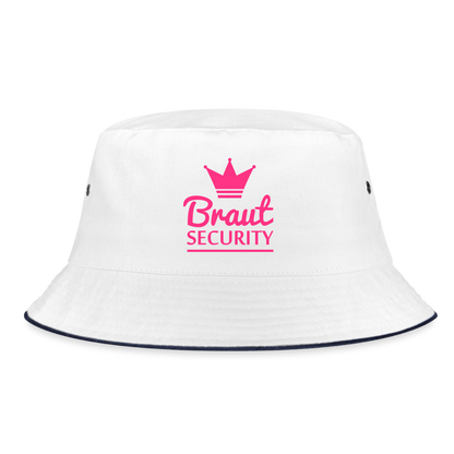 Bucket Hat "Braut Security" - Weiß/Navy