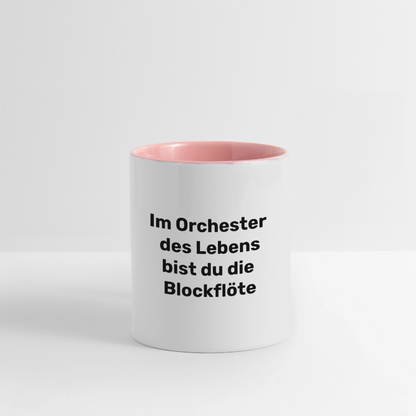 Tasse "Im Orchester des Lebens bist du die Blockflöte" - Weiß/Pink