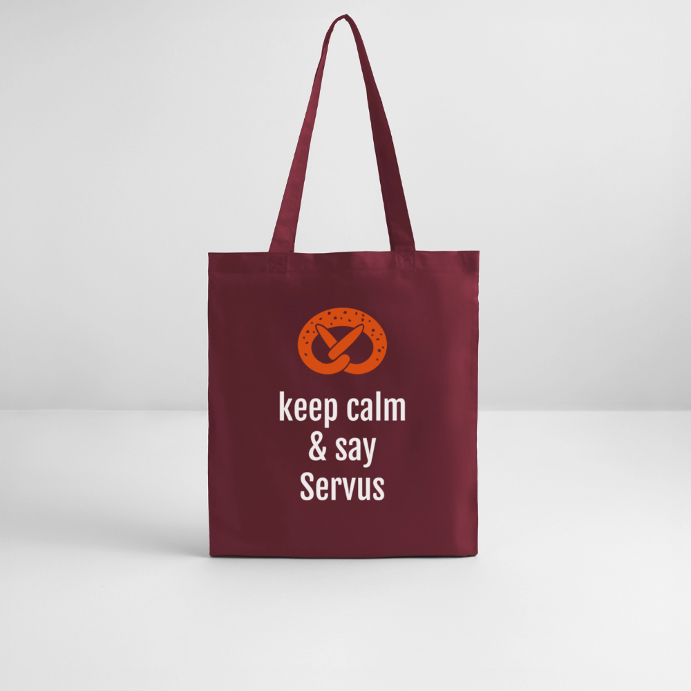 Stoffbeutel "keep calm and say Servus" - Burgunderrot