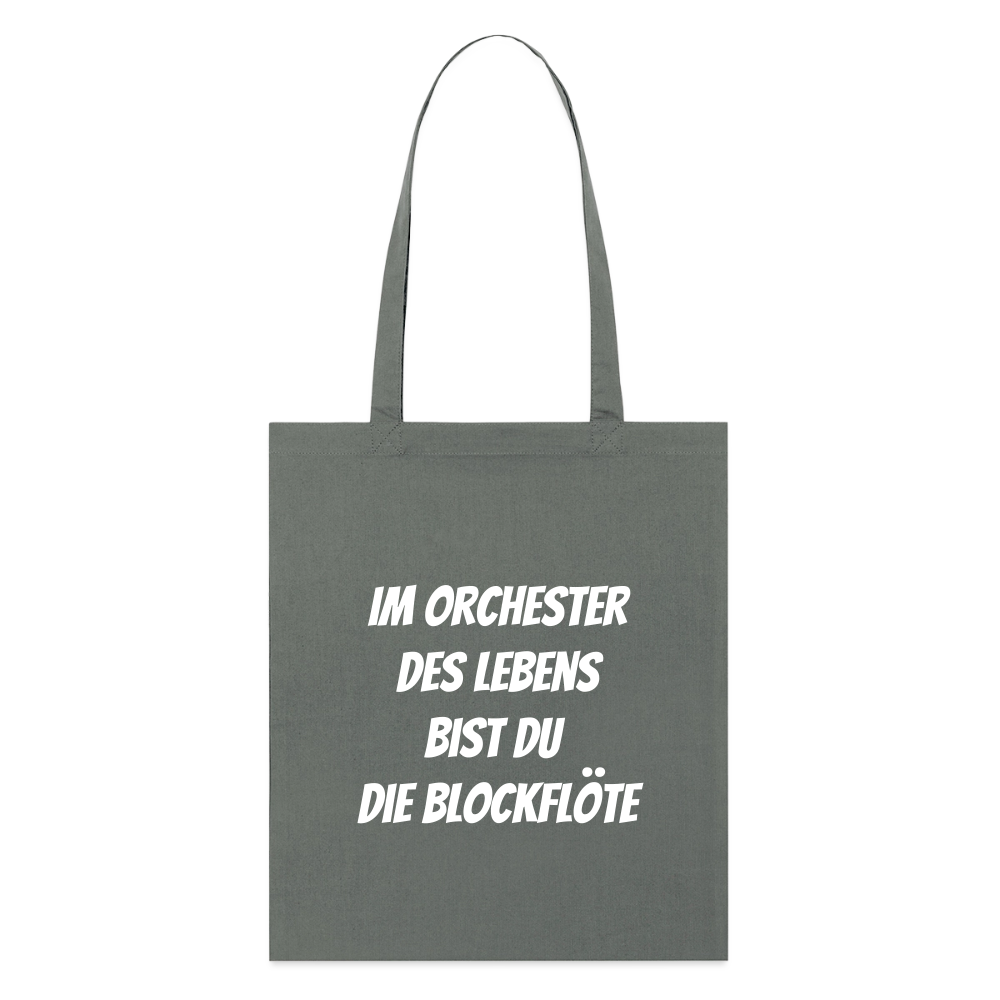 Stoffbeutel "Im Orchester des Lebens bist du die Blockflöte" - Anthrazit