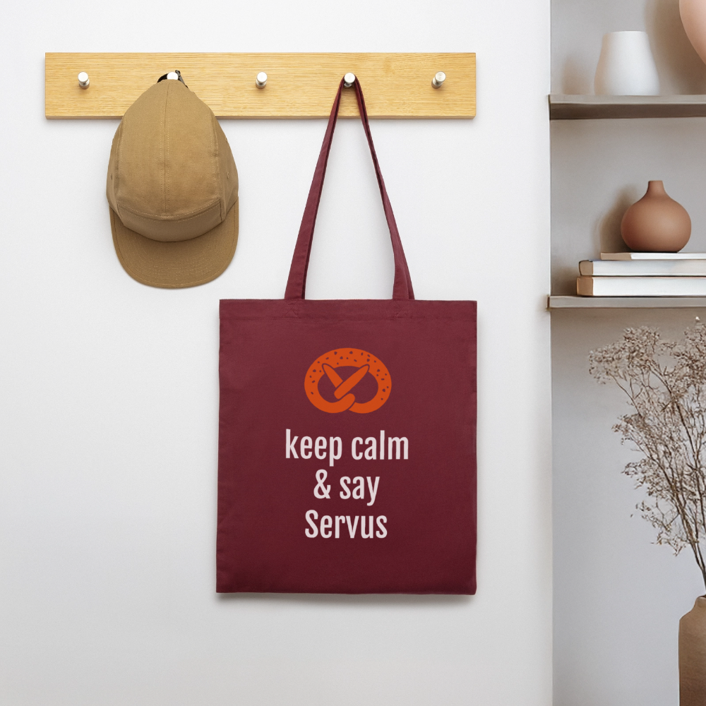 Stoffbeutel "keep calm and say Servus" - Burgunderrot