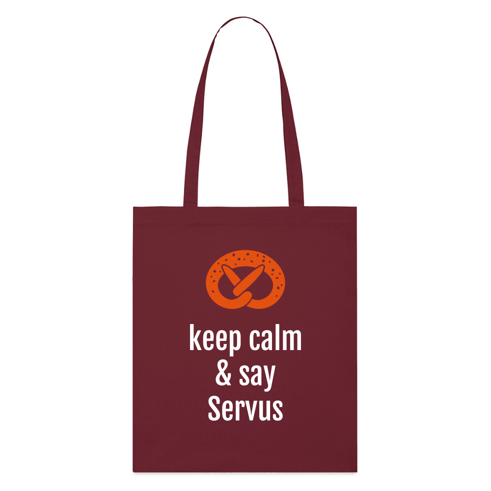 Stoffbeutel "keep calm and say Servus" - Burgunderrot