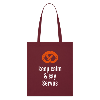Stoffbeutel "keep calm and say Servus" - Burgunderrot