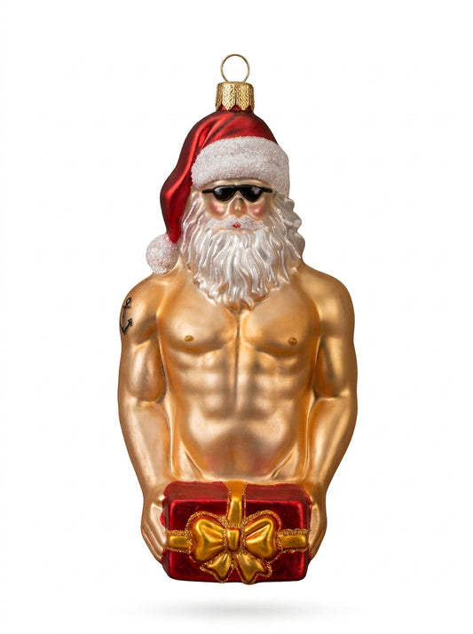 Edle Echtglas-Christbaumkugel Sexy Weihnachtsmann für eine besondere Weihnachtsdeko Tannenbaum