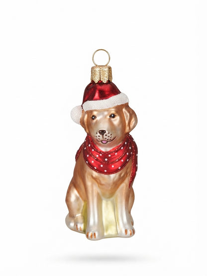 Labrador mit Mütze Figur Hund Christbaumkugel (Echtglas) – Besondere Weihnachtsbaumkugel